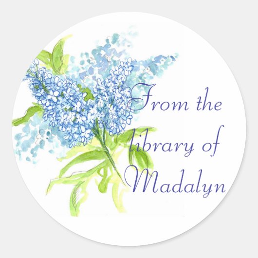 Sticker Rond Bouquet de printemps Blue Lilac Livre de nom perso (Devant)