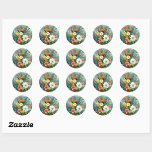 Sticker Rond Bouquet de printemps coloré