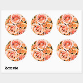 Sticker Rond Bouquet de rose rose poire (Feuille)