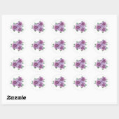 Sticker Rond Bouquet de rose violet aquarelle Floral (Feuille)