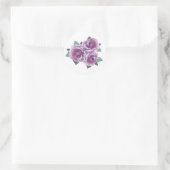 Sticker Rond Bouquet de rose violet aquarelle Floral (Sac)