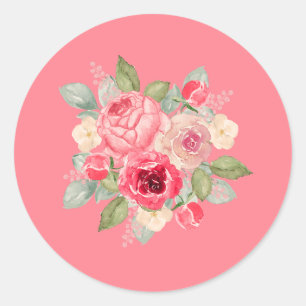 Sticker Rond Bouquet de roses peintes