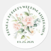 Sticker Rond Bouquet de roses rose pâle (Devant)