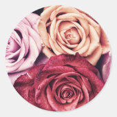 Sticker Rond Bouquet de roses roses (Devant)