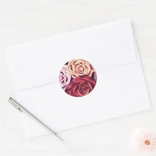 Sticker Rond Bouquet de roses roses