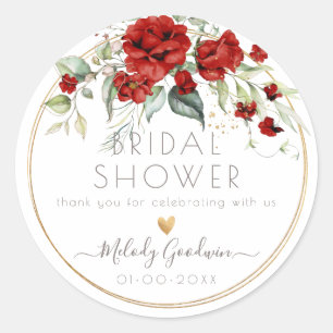 Sticker Rond Bouquet de roses rouges aquarelle PixDezines 