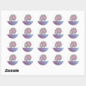 Sticker Rond Bouquet de roses violettes (Feuille)