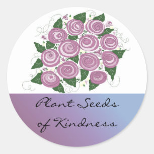 Sticker Rond Bouquet de roses violettes