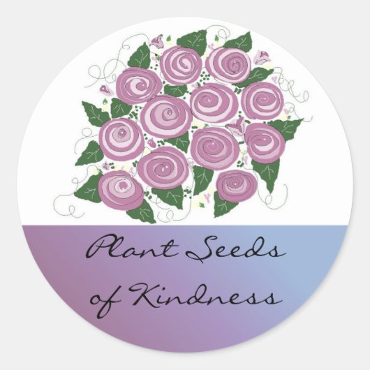 Sticker Rond Bouquet de roses violettes (Devant)