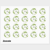 Sticker Rond Bouquet de trèfle vert monogramme St. Patrick (Feuille)