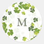 Sticker Rond Bouquet de trèfle vert monogramme St. Patrick (Devant)