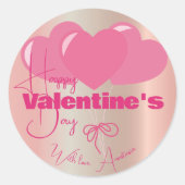 Sticker Rond Bouquet De Trois Coeurs Rose Heureuse Sainte-Valen (Devant)