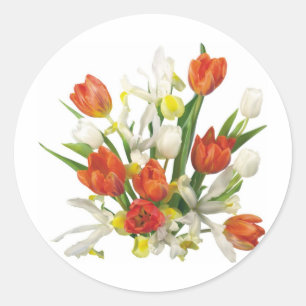 Sticker Rond bouquet d'été avec des tulipes