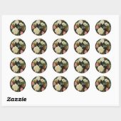 Sticker Rond Bouquet d'oeillets (Feuille)