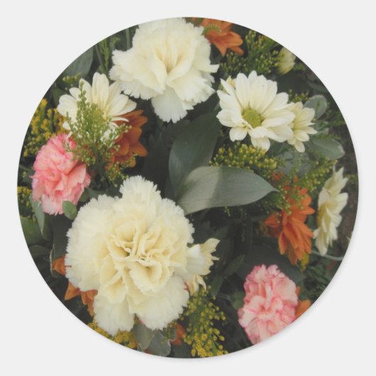 Sticker Rond Bouquet d'oeillets (Devant)