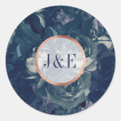 Sticker Rond Bouquet d'or Rose de marine Mariage antique (Devant)