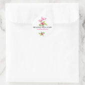 Sticker Rond Bouquet Flamants roses roses et fleurs tropicales (Sac)