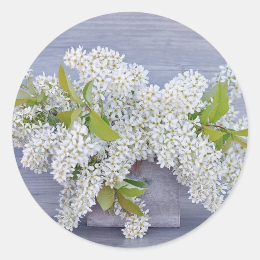 Sticker Rond Bouquet floral blanc Lilacs Photo (Devant)