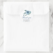 Sticker Rond bouquet floral bleu marine merci mariage (Sac)