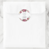 Sticker Rond Bouquet floral Bourgogne Mariage (Sac)