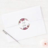 Sticker Rond Bouquet floral Bourgogne Mariage (Enveloppe)