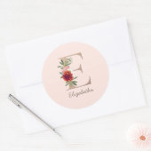 Sticker Rond Bouquet floral lettre personnalisée " E" (Enveloppe)