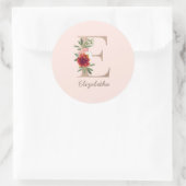 Sticker Rond Bouquet floral lettre personnalisée " E" (Sac)