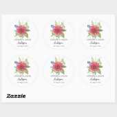 Sticker Rond Bouquet floral Mariage Nom personnalisé (Feuille)