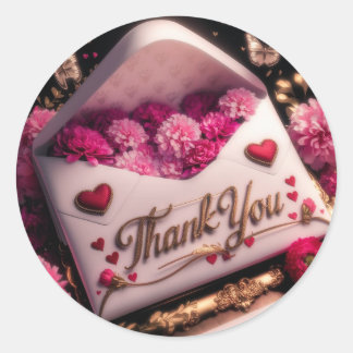 Sticker Rond Bouquet floral "Merci"
