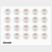 Sticker Rond Bouquet floral Pastel "Merci" (Feuille)