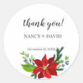 Sticker Rond Bouquet floral Poinsettia, Merci (Devant)