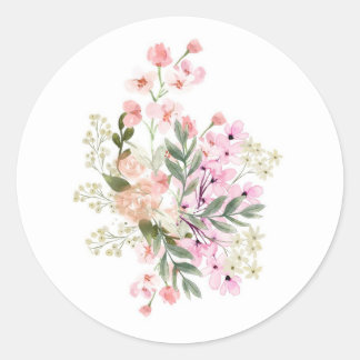 Sticker Rond Bouquet floral rose