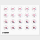 Sticker Rond Bouquet floral rose Nom de retour Adresse (Feuille)