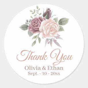 Sticker Rond Bouquet floral Rose rustique Dusty