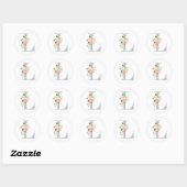 Sticker Rond Bouquet floral sur Monogramme personnalisé initial (Feuille)