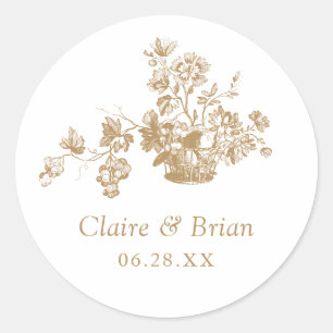 Sticker Rond Bouquet floral vintage élégant dans un Mariage de