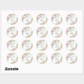 Sticker Rond Bouquet Mariage rose Turquoise (Feuille)