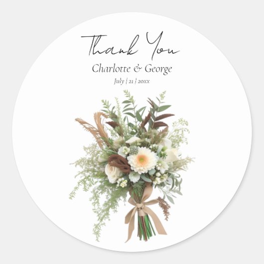 Sticker Rond Bouquet mariage rustique (Devant)