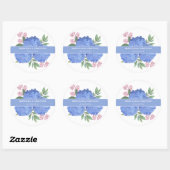 Sticker Rond Bouquet moderne Blue Hydrangeas Personnalisé (Feuille)