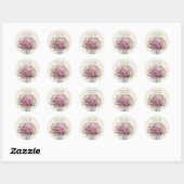 Sticker Rond Bouquet of Peonies Custom Wedding Favor  (Feuille)