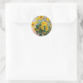 Sticker Rond Bouquet of Sunflowers by Monet Impressionist (Sac)