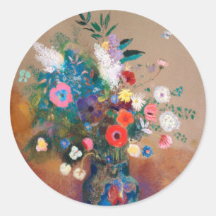 Sticker Rond Bouquet of Wild Field Flowers - Odilon Redon