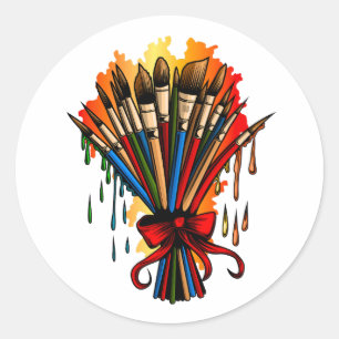 Sticker Rond Bouquet Paintbrush