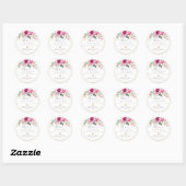 Sticker Rond Bouquet PixDezines Aquarelle rose Roses (Feuille)