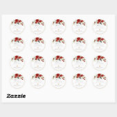 Sticker Rond Bouquet PixDezines Aquarelle Rouge Roses (Feuille)