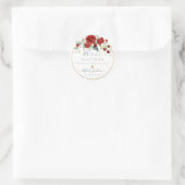 Sticker Rond Bouquet PixDezines Aquarelle Rouge Roses (Sac)