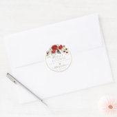 Sticker Rond Bouquet PixDezines Aquarelle Rouge Roses (Enveloppe)