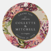 Sticker Rond Bouquet romantique Mariage noir rose chaud (Devant)