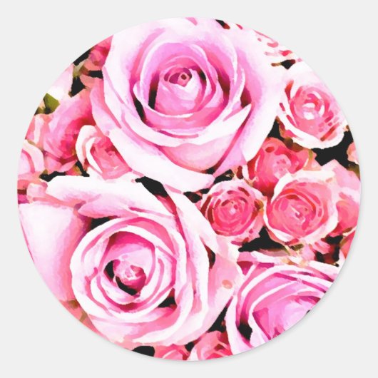 Sticker Rond Bouquet rose (Devant)