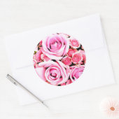 Sticker Rond Bouquet rose (Enveloppe)